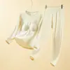 Conjunto de Ropa Interior Térmica para Mujer con Almohadillas en el Pecho, Nuevo Estilo Otoño e Invierno, Corte Ajustado, Felpa de Doble Cara, Conjunto de Dos Piezas Engrosado y Forrado de Felpa