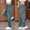 Pantalones vaqueros casuales nuevos de primavera y otoño para hombre, pierna recta holgada, estilo urbano retro moderno, versátiles, de pierna ancha para hombre
