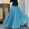 Falda de malla para mujer, falda morada para danza cuadrada, falda de gran vuelo de 720 grados, grupo de baile, cintura alta, ajustada, línea A, longitud para foto