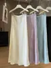 Nova Saia Jacquard de Cetim Estilo Chinês para Mulheres, Novo Modelo Verão 2026, Saia Elegante Versátil de Alta Qualidade, Corte A-Line ou Cauda de Peixe