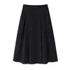 Falda Negra Retro de Alta Gama para Mujer, Nuevo Estilo Otoño 2026, Elegante Ropa de Trabajo, Aspecto Adelgazante, Falda Midi de Corte A