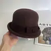 Sombrero de Cuenca Grueso 100% Lana con Copa Frontal Elevada para Mujer Otoño e Invierno Literario Retro Cálido con Lazo Moda Sombrero de Pescador