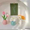 Estilo Ins Jarrón Redondo Pequeño Flores Secas Flores Artificiales Colorido Set de Botellas de Cerámica Decoración para Dormitorio Sala de Estar Mini Adornos Pequeños