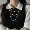 Collar de perlas de colores apiladas largas, de lujo, ligero, estilo francés, cadena de clavícula elegante y sencilla, collar retro de alta calidad para mujer