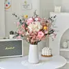 Ramo de Flores Secas Hojas de Eucalipto Rosa Eterna Flor Real Hortensia Hierba de Cristal Decoración del Hogar Adorno para Dormitorio Gypsophila