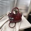 Bolso vintage de invierno 2024, nuevo bolso de mujer a juego, bolso bandolera sencillo con cesta de verduras y bandolera texturizada.