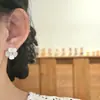 Pendientes de Flor de Cinco Pétalos con Bloques de Color, Circonita y Perla, Pendientes de Flor para Mujer, Pendientes de Moda y Elegantes con un Toque de Lujo, Fábrica Mayorista