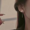 Orejas de Gato Huecas de Alambre para Mujer Diseño de Nicho Pendientes de Zirconio de Gato Pendientes Largos con Borla Gatito Adelgazantes para Rostro Redondo