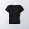 Nueva Camiseta de Manga Corta Ajustada para Mujer 2026, Cuello en U con Almohadillas en el Pecho, Ropa Exterior Delgada de Verano