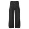 Pantalones casuales plisados estilo retro americano con cintura fruncida y cinturón, unisex, otoño, corte relajado, pierna recta holgada, pantalones versátiles