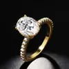 Anillo de Plata S925 Oval de 3 Quilates Huevo de Paloma Luz Lujo Moda Alta Gama Anillo de Boda Anillo de Moissanita para Mujeres