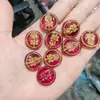 18*18mm Placa Redonda Ouro Rosa Vidro Retrô Acessórios para Joias DIY Pingente de Mão Material de Corda com Contas