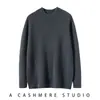 Suéter de cachemira de punto grueso de doble hilo para hombre, cuello medio alto, color liso, nuevo suéter base de cachemira engrosado para otoño e invierno