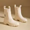 Boca Elástica Cibernético Popular Botas de Chuva Martin Moda Feminina Roupa Exterior Cano Médio Impermeável Sapatos Impermeáveis Antiderrapantes Botas de Chuva Comutador Calçados de Borracha