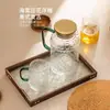 Tetera Retro Flor de Begonia para Agua Fría Vidrio de Borosilicato Alto Alta Temperatura Doméstica Gran Capacidad Taza para Agua Fría Tetera con Infusor Botella de Agua