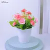 Maceta cónica pequeña para venta al por mayor, melocotón, naranja, plástico, planta acuática, arreglo floral, flor artificial, flor de seda, flor de mariposa, juego de Camelia