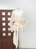 Chanclo de Diseño de Nicho Vietnamita*I Nueva Moda Chica Picante Manga Larga Ceñido a la Cintura Lazo Cintura Alta Vestido Corto Abullonado