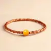 Pulsera de madera de durazno con nudo de bambú y calabaza para la riqueza, grabada con flores de ciruelo y cinabrio, un amuleto de la suerte para hombres y mujeres en su año zodiacal, trayendo éxito y progreso continuo