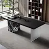 Mesa de Té de Pizarra para Balcón de Lujo Ligero Personalizada, Mesa de Café para Sala de Estar del Hogar, Mesa de Té para Oficina, Juego Completo de Mesa de Té y Juego de Mesa de Té