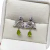 Pendientes Populares de Peridoto Transfronterizos para Mujer, Joyería de Plata 925 de Alta Gama de Nicho, Joyería de Lujo 4*6, Ventas Directas de Fábrica