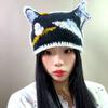 Diseñador Coreano de Nicho Lindo Infantil Gorro de Lana Tejido a Mano para Mujer Otoño e Invierno a Prueba de Frío y Cálido