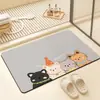 Tapete de Chão de Banheiro Desenho Animado Fofo Tapete de Pé Antiderrapante Absorvente de Água Diatomito Banheiro Resistente ao Desgaste Resistente à Sujeira Fácil de Limpar Tapete de Pé