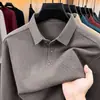 Camiseta de manga larga transfronteriza de lana y seda para hombre, nueva colección de otoño 2026, polo casual de negocios con cuello