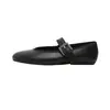 Nuevo modelo de primavera punta redonda estilo simple una correa cuero suave suela blanda Mary Jane poco profundas zapatos planos para mujer