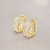 Pendientes de cobre y circonita con diseño transfronterizo de viento europeo y americano, pendientes de diamantes completos, pendientes sencillos para damas, joyería al por mayor