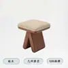 Banqueta de Maquiagem Estilo Vintage Italiano Simples de Luxo Nórdico Madeira Maciça Banqueta de Chá Estilo Artístico Retrô Banqueta para Trocar Sapatos Sala de Estar