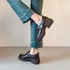 2026 Nuevo Modelo ~5cm Muy Cómodos Mocasines de Piel de Oveja con Velcro y Suela Gruesa para Mujer, Zapatos de Cuero de Corte Profundo Estilo Británico