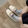 Zapatos de vestir planos de cuero genuino para mujer, estilo blogger coreano, con lazo, de piel de oveja, para aumentar la altura, temporada Otoño 2026, tacón medio de cuña, versátiles, punta redonda