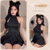 Nueva lencería sexy sexy de dos usos, frontal y trasero, vestido cheongsam hueco, falda falda, traje uniforme de camisón de deseo puro