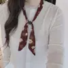 Collar de Bufanda de Seda con Cuentas Vintage para Mujer, Estilo Floral, Artístico, Fresco, Accesorio para Cuello Largo, Decoración de Moda, Bufanda Estilo Universitario