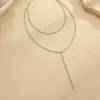 Colar Longo Europeu e Americano com Franjas Transfronteiriço para Mulheres, Estilo Férias de Verão, Design Exagerado Personalizado, Acessórios de Corrente para Clavícula em Forma de Y