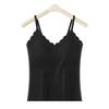 Camisola Térmica de Encaje de Cachemira para Otoño e Invierno para Mujer con Almohadilla Fija en el Pecho, Ropa Térmica Interior Gruesa, Ajustada
