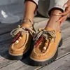 Zapatos Casuales de Encaje con Cuentas de Talla Grande 2025 Otoño Nuevo Comercio Exterior Transfronterizo Gamuza Retro Redondos Mocasines para Mujer