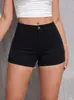 Moda Elástica Transfronteriza Europea y Americana Ajustados Talla Grande Shorts de Mezclilla Casual para Mujer Pierna Larga Tendencia