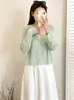 Chaqueta casual ligera versátil talla extra 2026 primavera-verano cárdigan tejido holgado para mujeres talla extra, top corto
