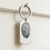 Chaveiro de Aço Inoxidável Chaveiro Estilo Impressão Digital Chaveiro com Gravação Personalizada Presente para Amigos Pingente DIY