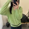 Recomendado para Colección Personal~ Suéter Verde de Punto Grueso con Mangas Largas Estilo Perezoso para Mujer, Súper Elegante y Rejuvenecedor para Otoño e Invierno, Tejido Suave y Acogedor