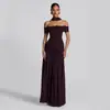 Vestido Elegante de Manga Corta Estilo Europeo y Americano, Cruce de Fronteras, Nuevo, de Un Hombro, Patchwork, Falda Acampanada, Espalda Descubierta, Cuello Halter, Corte Ajustado