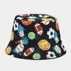 Gorro de Pescador con Graffiti de Celebridad de Internet de Doble Cara Retro Visera Solar Sombrero Protector Solar para Hombres y Mujeres Exterior Versátil Sombrero Cubeta Estampado Hip-hop
