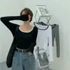 Nueva Camiseta de Manga Larga Ajustada para Mujer Otoño 2026, Capa Base que Expone la Clavícula, Top Corto Dulce y Picante para Estudiante, Moderno