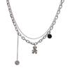 Collar de Acero de Titanio para Mujer, Diseño Estilo Ins, Cadena para Clavícula de Oso Hip-Hop, Gargantilla Minimalista con Cara Sonriente, Cadena para Suéter, Cadena Corta para el Cuello