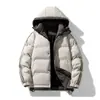 Jaqueta de Penas com Capuz Masculina 2026, Quente de Inverno, Forrada com Fleece, Jaqueta Puffer Acolchoada Espessa, Estilo Hong Kong