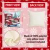 Funda de Almohada de Muñeco de Nieve y Reno de Amazon Atmósfera Navideña Funda de Cojín Decorativa Impresa para Sala de Estar Funda de Almohada de Sofá de Poliéster