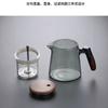 Tetera Mango Nogal Nuevo Forro de Vidrio Filtro de Una Tecla Separación Té Agua Tetera Resistente a Altas Temperaturas