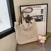 Bolso de Hombro Casual para Mujer de Moda Nueva Primavera, Bolso de Mano Estilo Perezoso Calado, Bolso Tejido con Hilo Grueso para Mujer