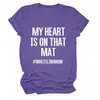 Mi Corazón Está en Ese Sitio Independiente de Deseos Estilo Europeo y Americano Camiseta Casual Simple de Manga Corta con Cuello Redondo para Mujer para Exportación